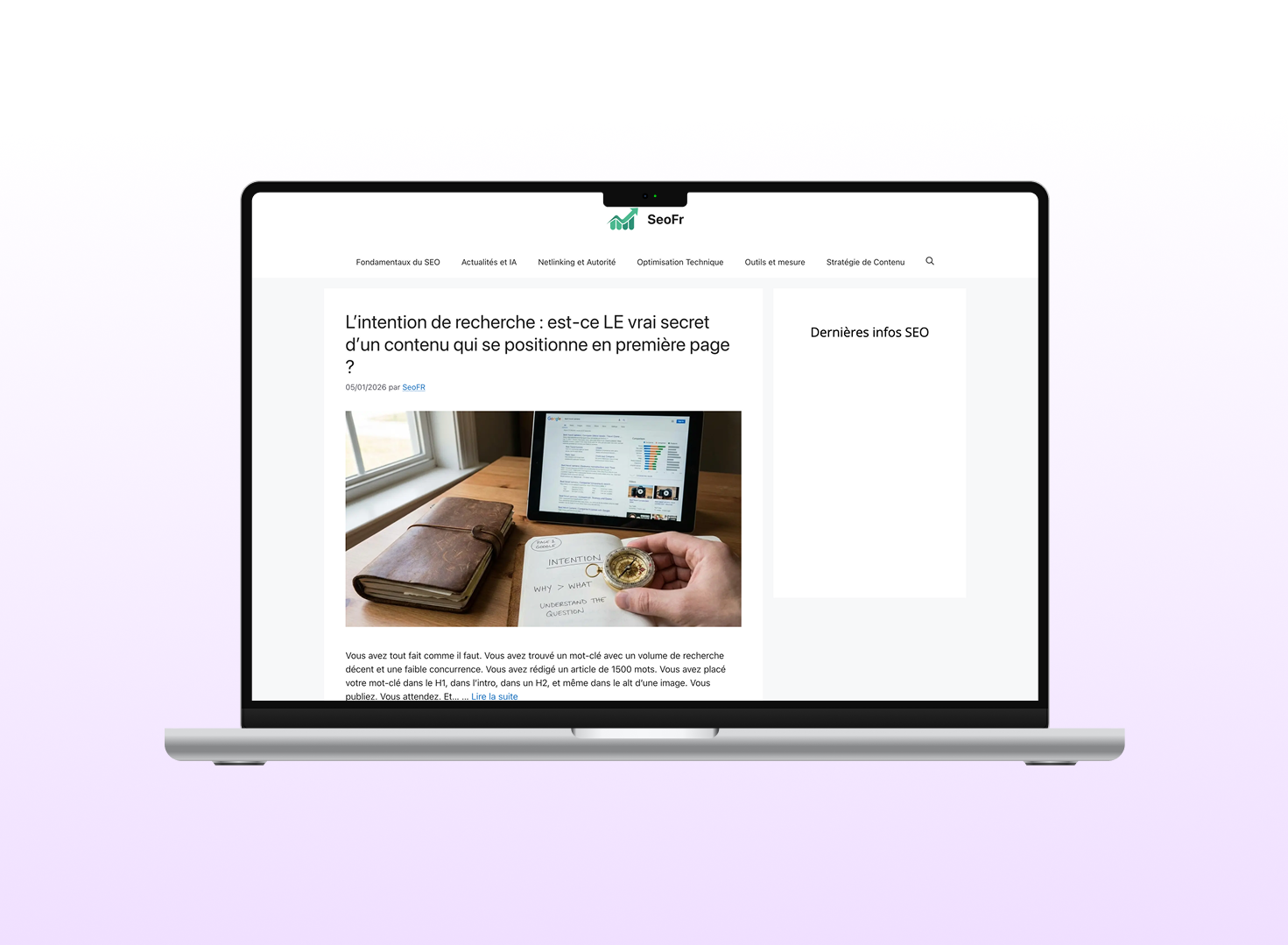 Projet personnel SeoFr.net — blog SEO WordPress croissance 100% organique pour TPE et PME